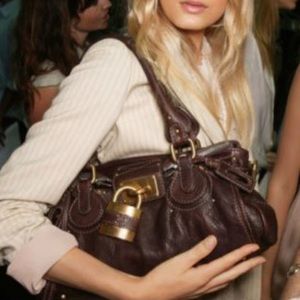 Chloe Brown Satchel with Gold Accents